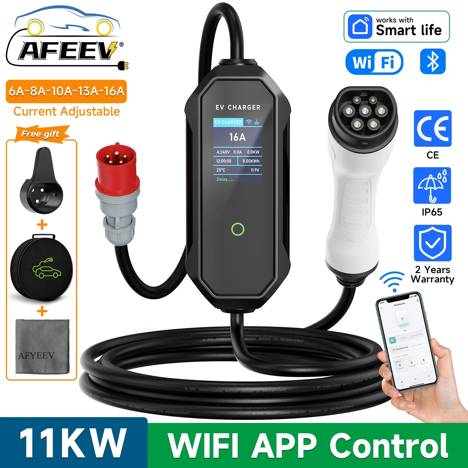 Type 2 Portable Ev Charger 11Kw Cee - AFEEV Przenośna ładowarka EV typu 2