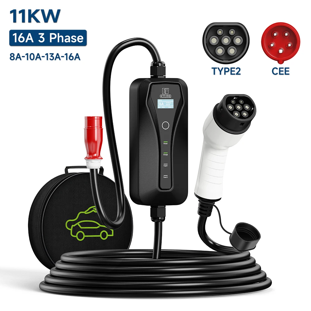 Ładowarka samochodowa 11KW 16A – Type 2 Portable Ev Charger 11Kw Cee recenzja i cena